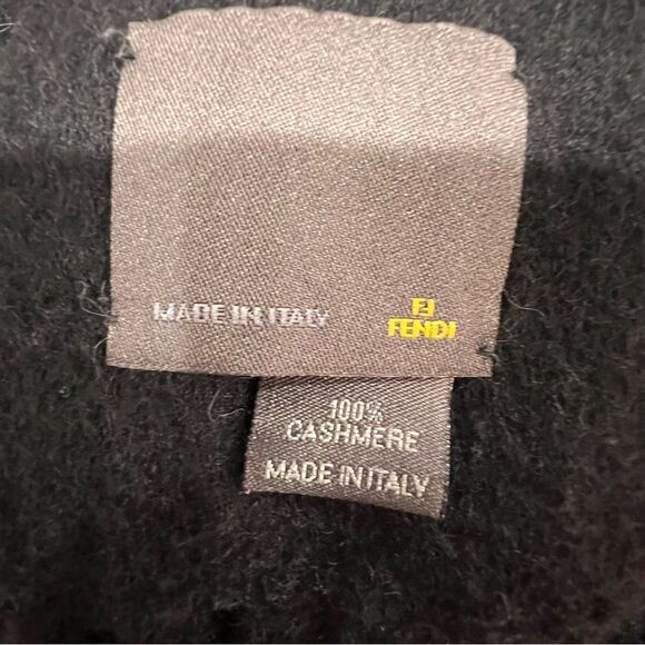 Fendi Black and Brown Fur Trim Scarf - Picture 4 of 4